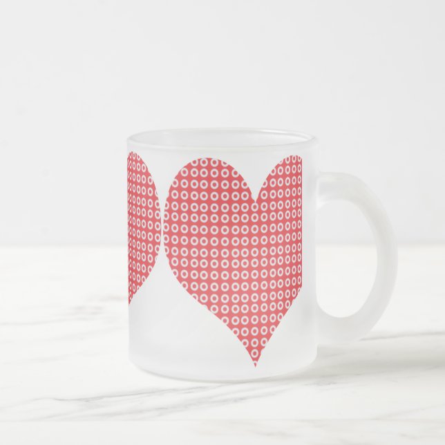 Hübsches rotes Muster Liebe Herz-Tasse Mattglastasse (Rechts)