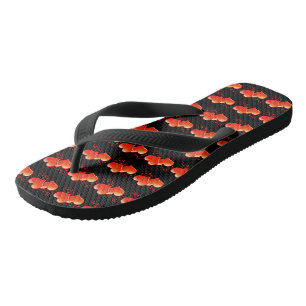 Hübsches, rotes Orangenherz-Symbol der Liebe Flip Flops