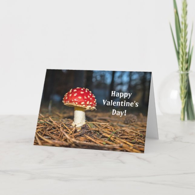 Hübsches Rotes Pilz Valentine eingeklappt Feiertagskarte (Vorderseite)