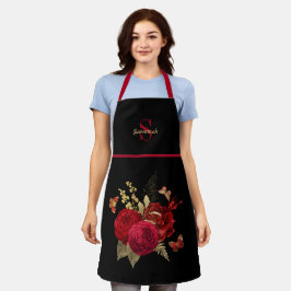 Hübsches Rotgold-Rose-Schmetterlingsmonogramm Schürze