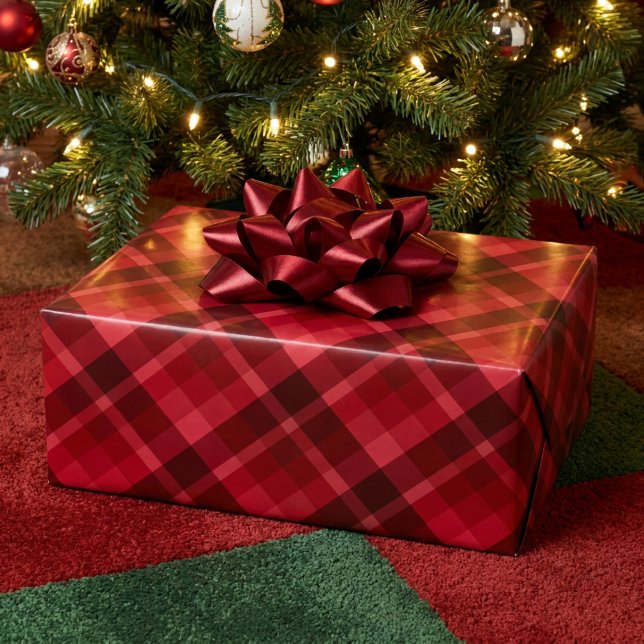 Hübsches Ruby Red Kariert Patternpapier Geschenkpapier (Pretty Ruby Red Plaid Pattern Wrapping Paper)