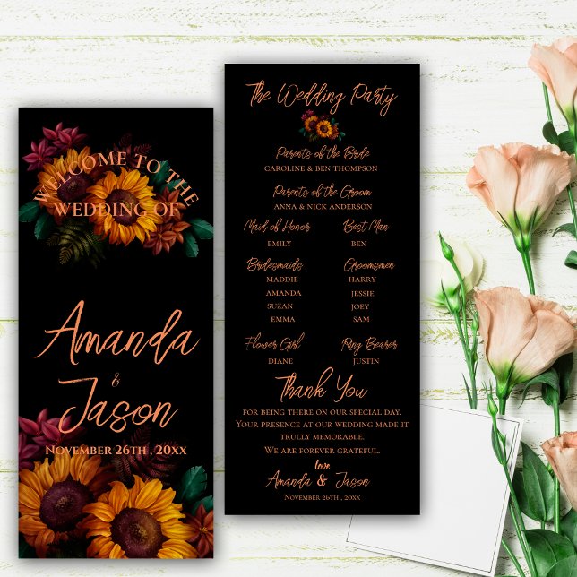 Hübsches Rustikales Burnt Orange Floral Wedding Pr Einladung (Pretty Rustic Burnt Orange Floral Wedding Program)