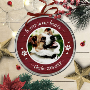 Hübsches rustikales Hunde-Gedenkfoto individuell Ornament Aus Metall