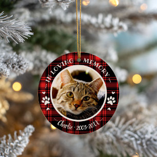 Hübsches rustikales Katzen-Tier-Gedenkfoto nach Ma Keramik Ornament