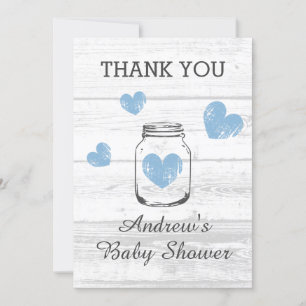 Hübsches rustikales Party mit Babydusche Dankeskarte