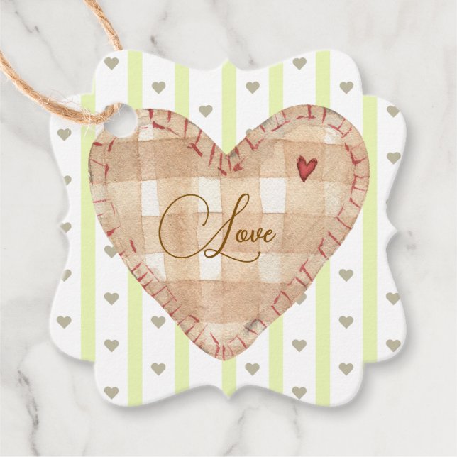 Hübsches rustikales Valentiner Kraftpapier Geschenkanhänger (Vorderseite)