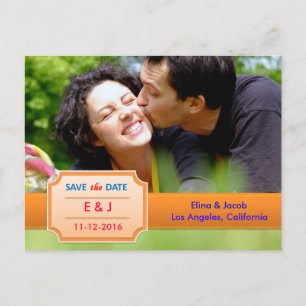Hübsches Save the Date Foto Postkarte I Orange