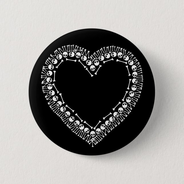 Hübsches Schädelherz Button (Vorderseite)