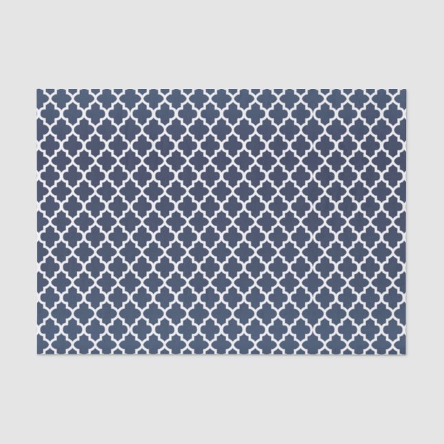 Hübsches Schiefer-Blau und Quatrefoil Muster Seidenpapier (Vorderseite)