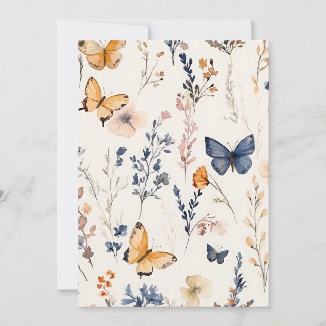 Hübsches Schmetterlingsfeld Einladung (Vorderseite)