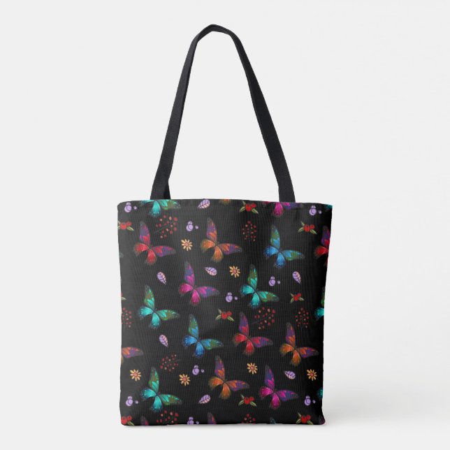 Hübsches Schmetterlingsmuster in Jewel Tones Tasche (Rückseite)