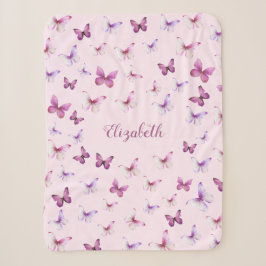 Hübsches Schmetterlingspink und Lila Mädchen Sherpadecke