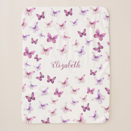 Hübsches Schmetterlingspink und Lila Mädchen Sherpadecke