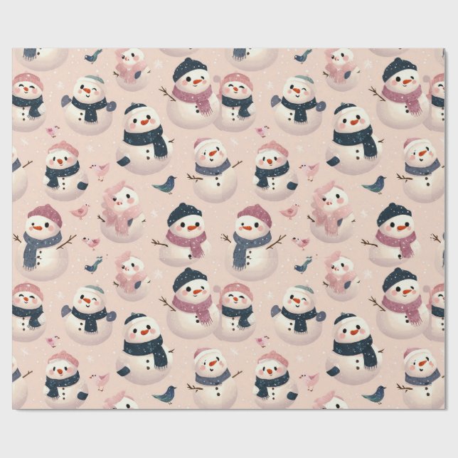 hübsches Schneemann-Design Geschenkpapier (Flach)