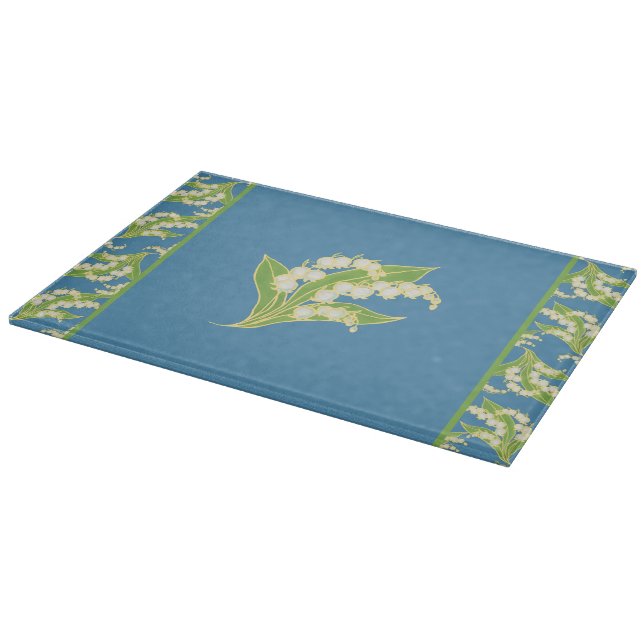 Hübsches Schneidebrett: Lilies of the Valley, Blue Schneidebrett (Ecke)