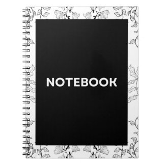 Hübsches Schwarz-Weiß-Blumen-Ästhetik-Notizbuch Notizblock