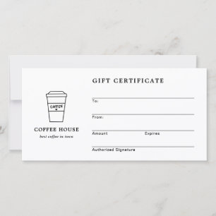 Hübsches Schwarz-Weiß-Kaffeehaus-Geschenkgutschein