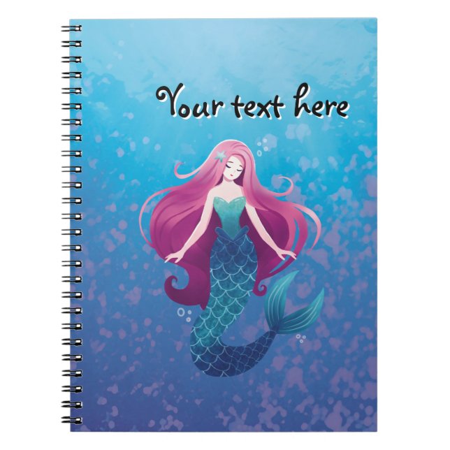Hübsches Sea Mermaid Personalisiert SpiralNotebook Notizblock (Vorderseite)