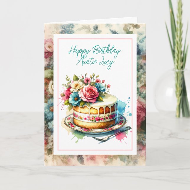 Hübsches Shabby Chic Floral Personalisiert Geburts Karte (Vorderseite)