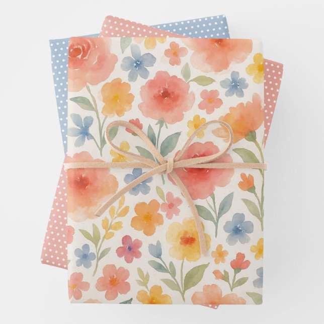 Hübsches Shabby Chic Französisches Blumenmuster Geschenkpapier Set (Beispiel)