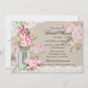 Hübsches Shabby Chic Schnürsenkel und Brautparty Einladung