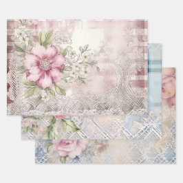 Hübsches Shabby Chic Weihnachten Florentan Tartan  Geschenkpapier Set