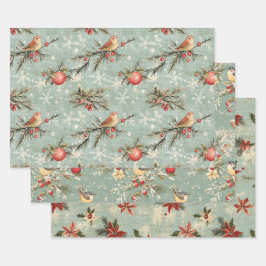 Hübsches Shabby Chic Weihnachten Geschenkpapier Set