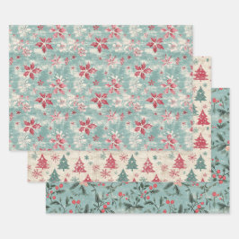 Hübsches Shabby Chic Weihnachten Geschenkpapier Set