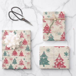 Hübsches Shabby Chic Weihnachtsbaum Geschenkpapier Set