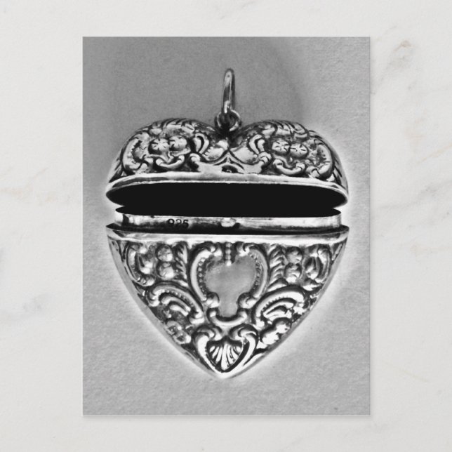 Hübsches Silberherz Postkarte (Vorderseite)
