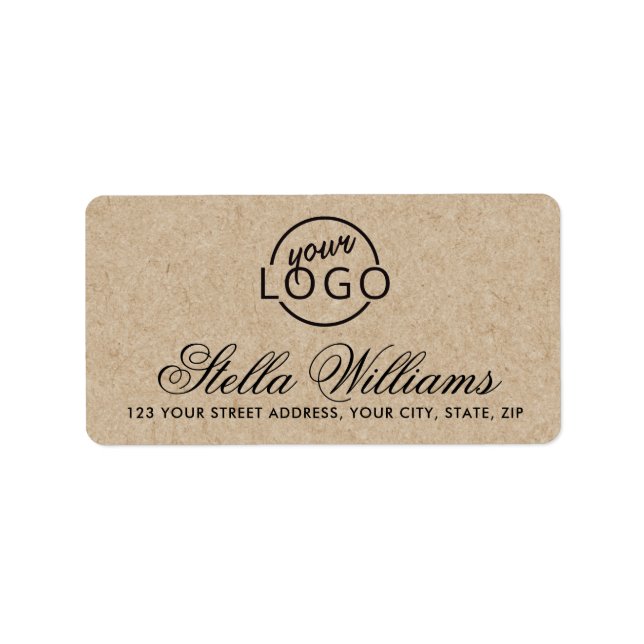 Hübsches Skriptlogo Kraft Look Rücksendeadresse Adressaufkleber (Vorne)