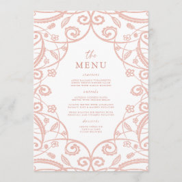 Hübsches Soft Rose Gold Glitzer Hochzeitmenü Menükarte