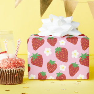 Hübsches Sommer-Erdbeermuster Geschenkpapier