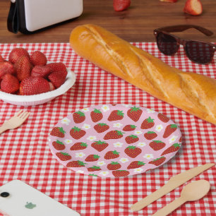 Hübsches Sommer-Erdbeermuster Pappteller