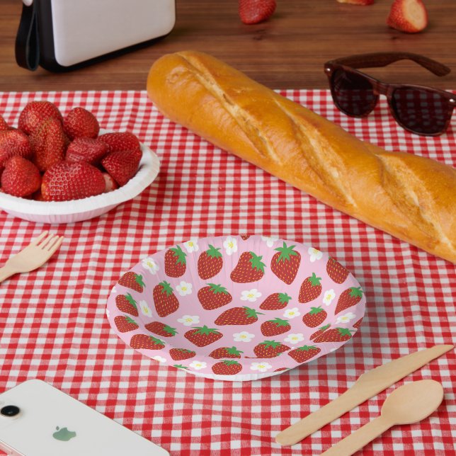 Hübsches Sommer-Erdbeermuster Pappteller (Picknick)