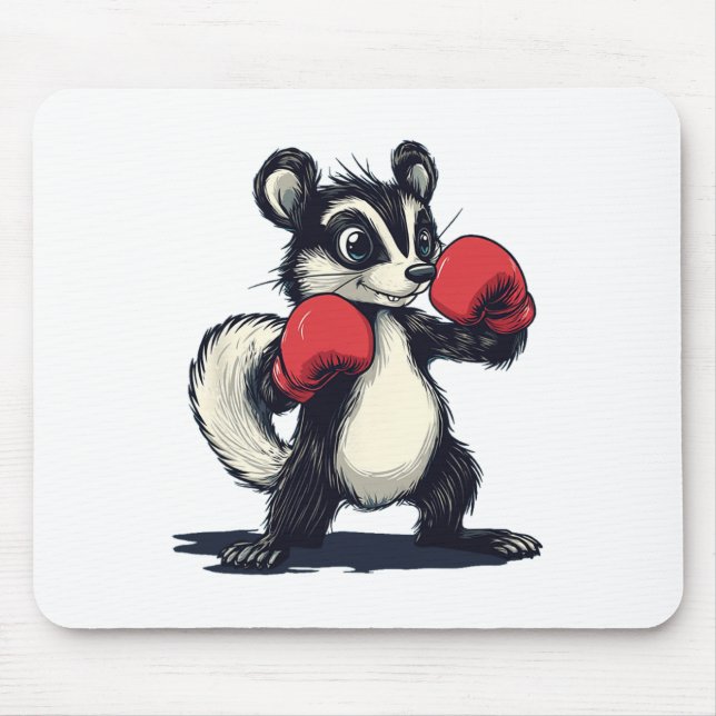 Hübsches Stinktierkostüm mit Boxhandschuhen  Mousepad (Vorne)