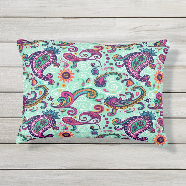 Hübsches tadelloses Paisley Kissen Für Draußen (Rückseite)