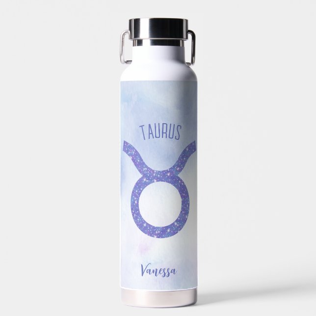 Hübsches Taurus Astrologie Signieren Personalisier Trinkflasche (Vorne)