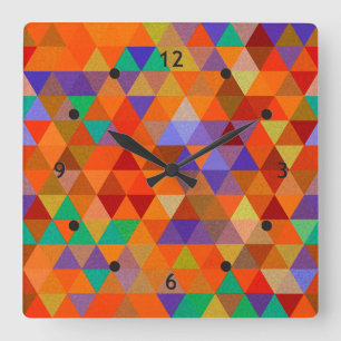 Hübsches Triangle-Muster I + Ihre Ideen Quadratische Wanduhr