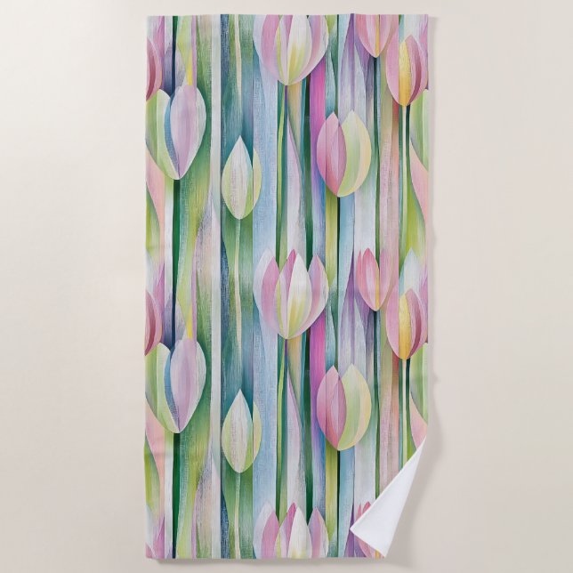 Hübsches Tulpenmuster Strandtuch (Vorderseite)