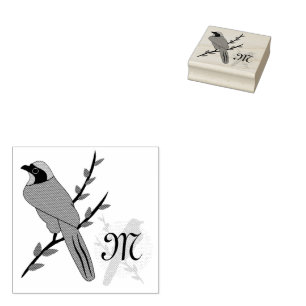 Hübsches Türkis-Jay Bird-Monogramm Gummistempel