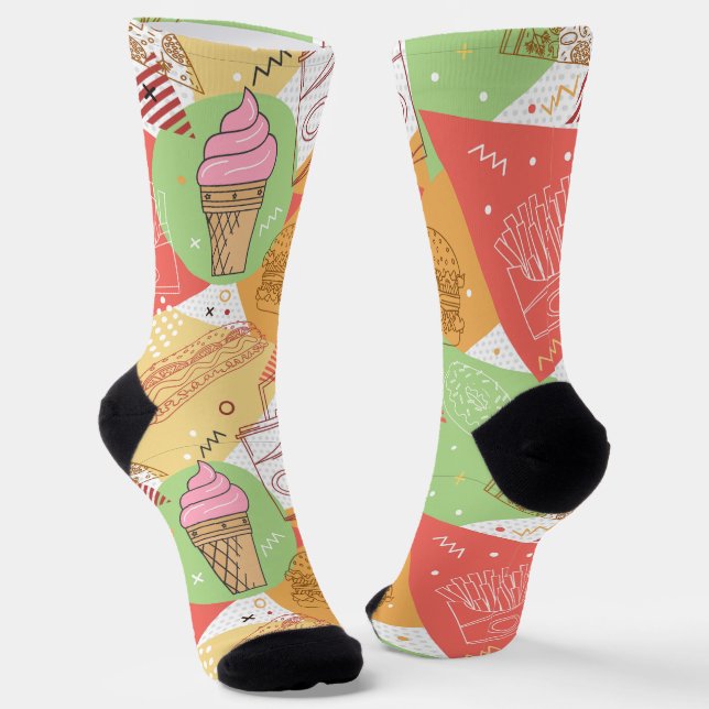 Hübsches und lustiges Ice-Creme-Pommes frites Socken (Gewinkelt)