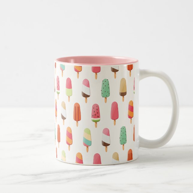 Hübsches und niedliches Eis-Muster Zweifarbige Tasse (Rechts)