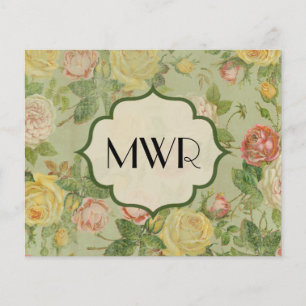 Hübsches vintage Blumenmonogramm-Blumenmuster Flyer