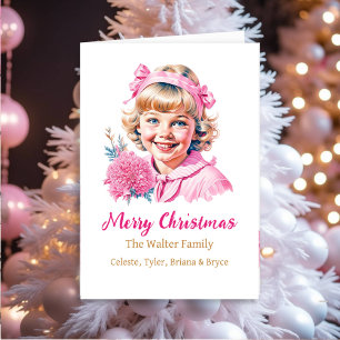 Hübsches Vintage-Mädchen Rosa Weihnachten person