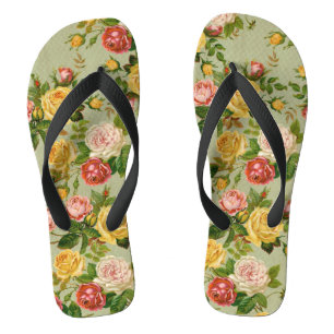 Hübsches Vintages Blumenmuster Rose Girly Flip Flops