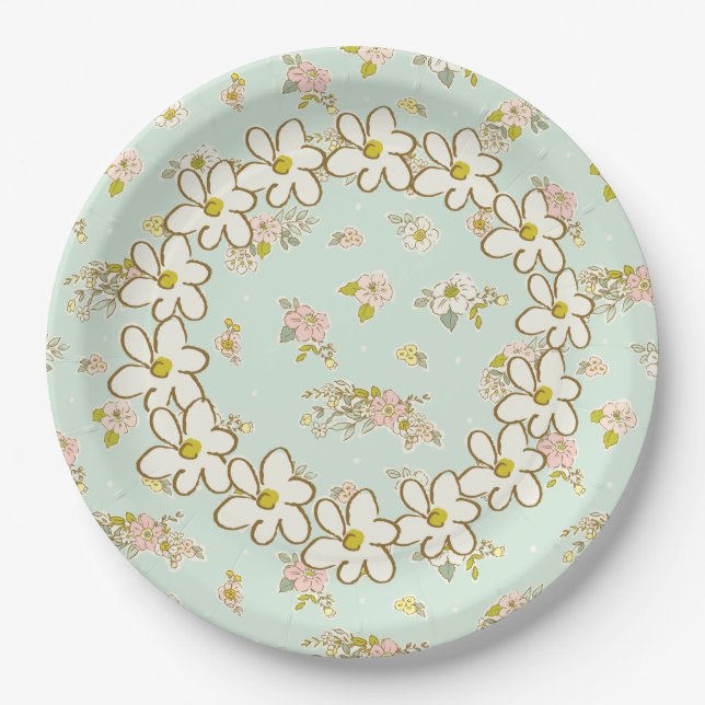 Hübsches Vintages Daisy Shabby Chic Pappteller (Vorderseite)