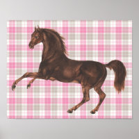 Hübsches Vintages Illustriertes Pferd auf Rosa Kar