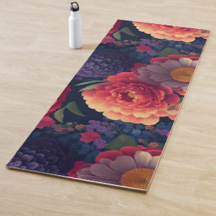 Hübsches Vintages Orange lila mum peoral Yogamatte