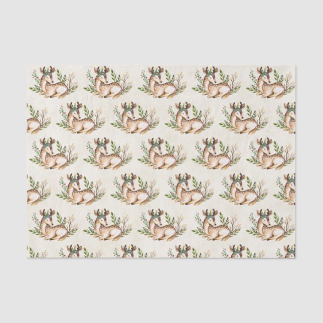Hübsches Wasserfarben-Hirsch, das Boho-Muster abze Seidenpapier (Vorderseite)